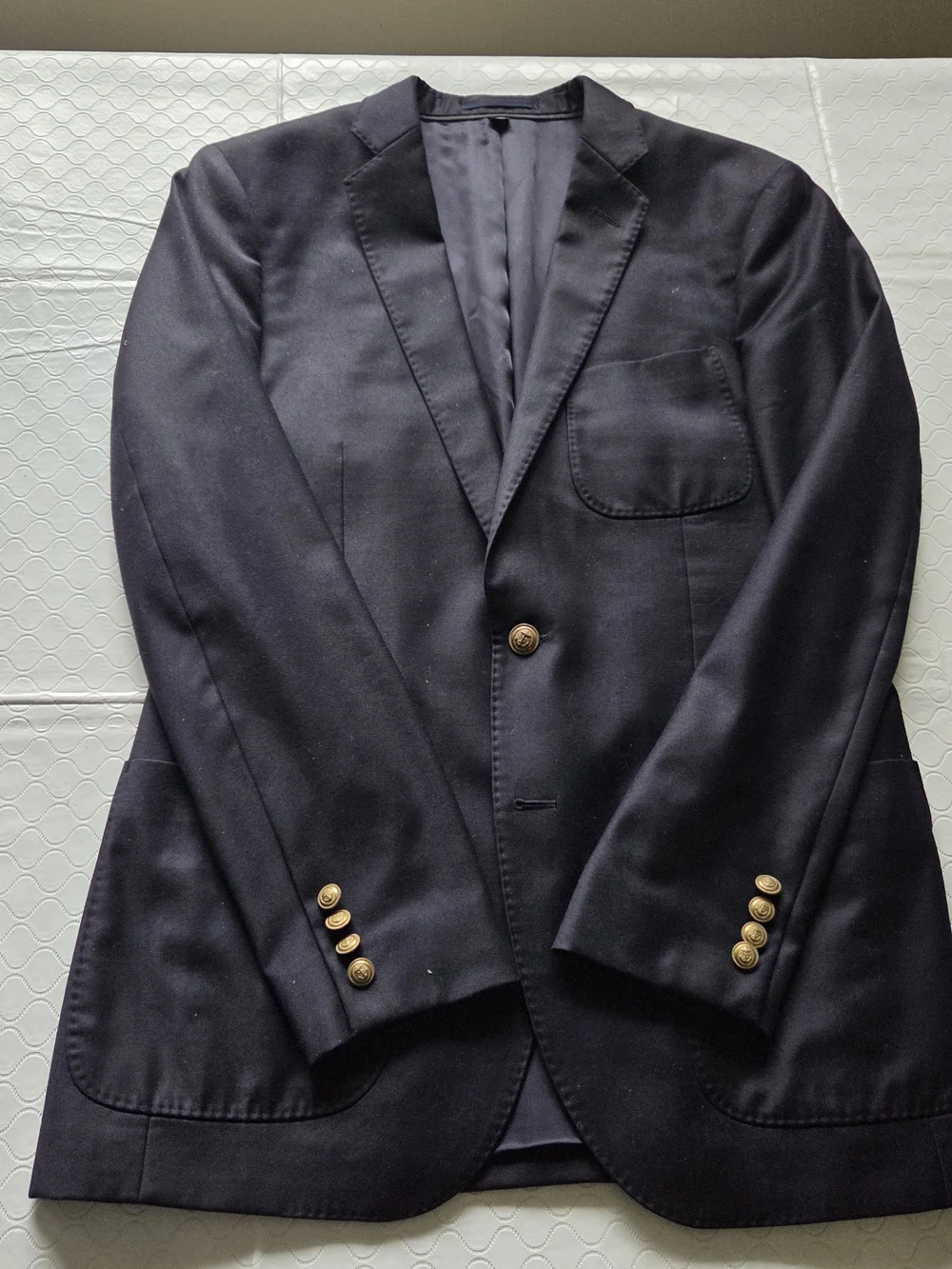 J.Crew Ludlow 38R Blazer Loro Piana Navy Anchor Button
